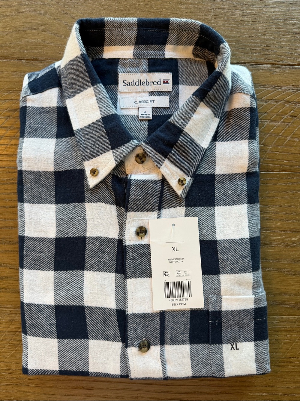 Saddlebred Men's Black and White Buffalo Plaid Button-Down Shirt